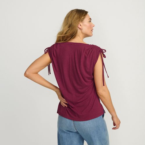  Lands' End Leinenmix-shirt Mit Geraffter Schulter, Damen, Größe:32-34 Regular, Rot, Leinen/viskose, By Lands' End 