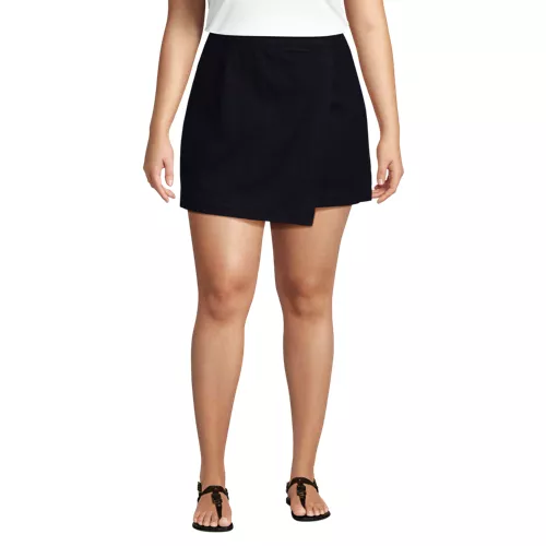Women's Plus Size Lightweight Denim Above the Knee Skort, Front