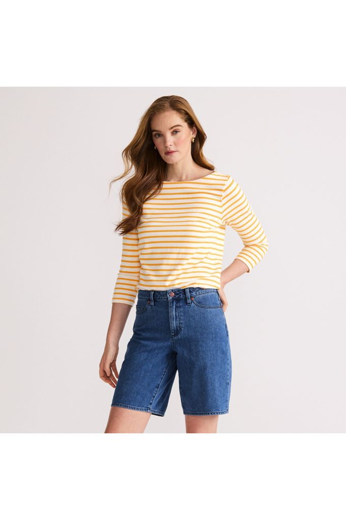 Lands' End Women's Lightweight Denim Mid Rise 10" Shorts In Blue