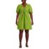 Women's Plus Size Linen Above the Knee Puff Sleeve Dress, Front