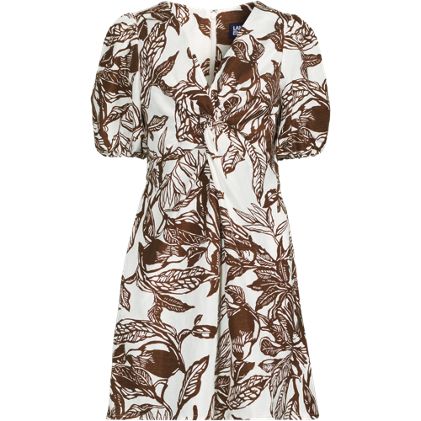 Women's Plus Size Linen Above the Knee Puff Sleeve Dress - primary