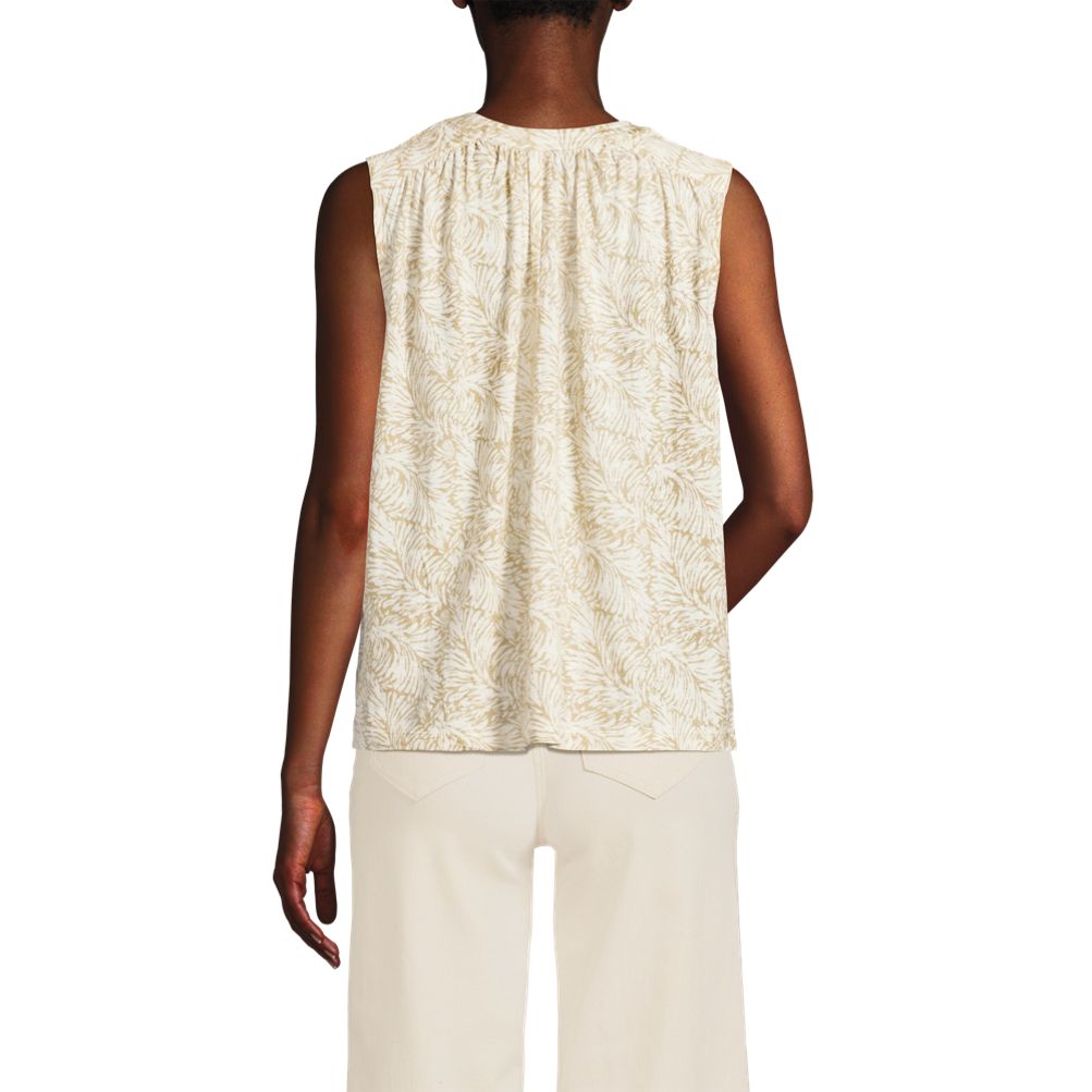 Women's Linen Blend Notch Neck Swing Tank Top | Lands' End