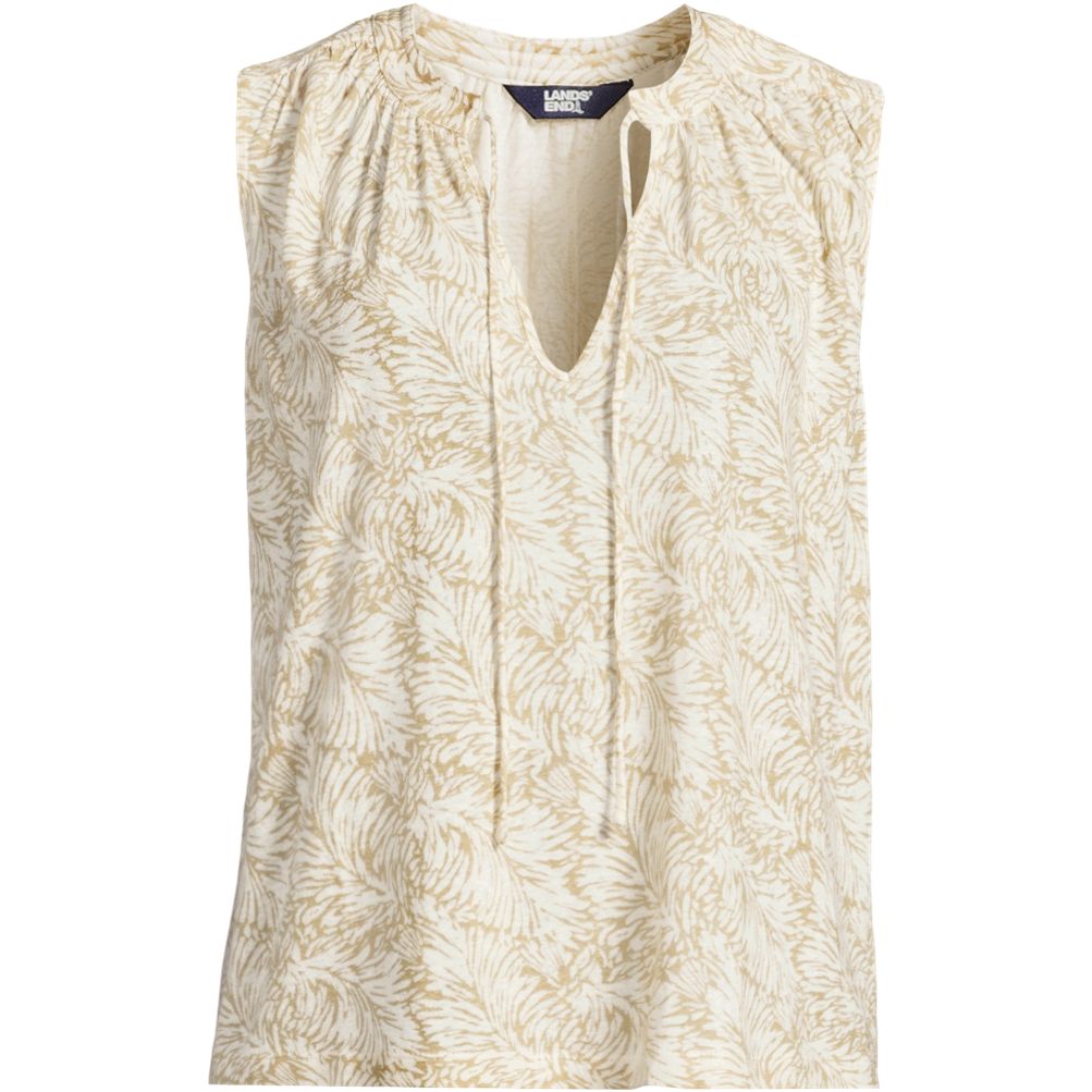 Women's Linen Blend Notch Neck Swing Tank Top | Lands' End