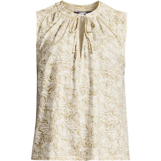 Women's Linen Blend Notch Neck Swing Tank Top - primary