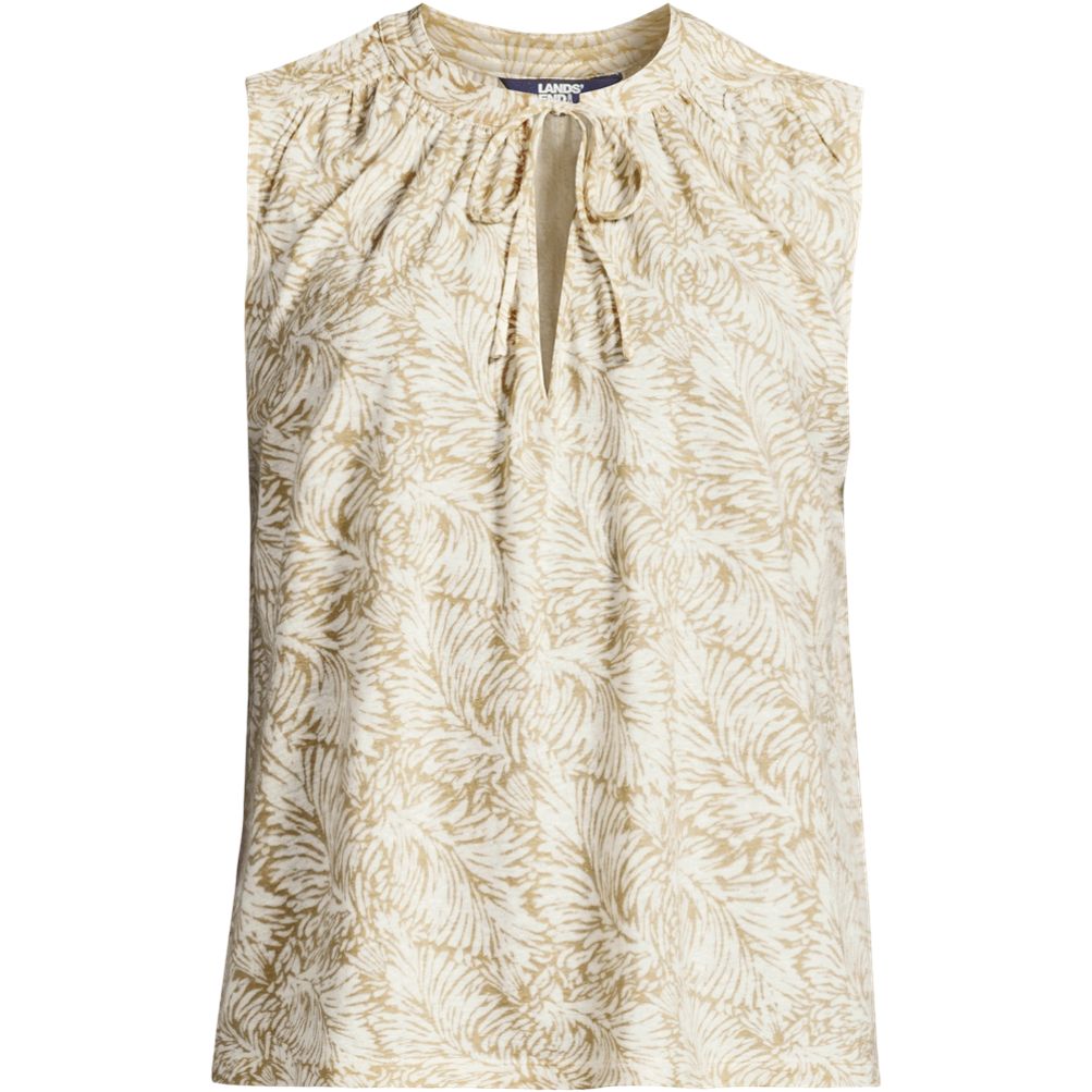 lands end sleeveless linen swing dress NWOT Lands End Womens 2X Navy & White Striped Linen Sleeveless Swing  Dress Mid