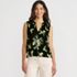 Women's Linen Blend Notch Neck Swing Tank Top, Front