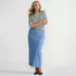 Women's Plus Size Soft Denim Maxi Skirt, Front