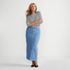 Women's Plus Size Soft Denim Maxi Skirt, Front