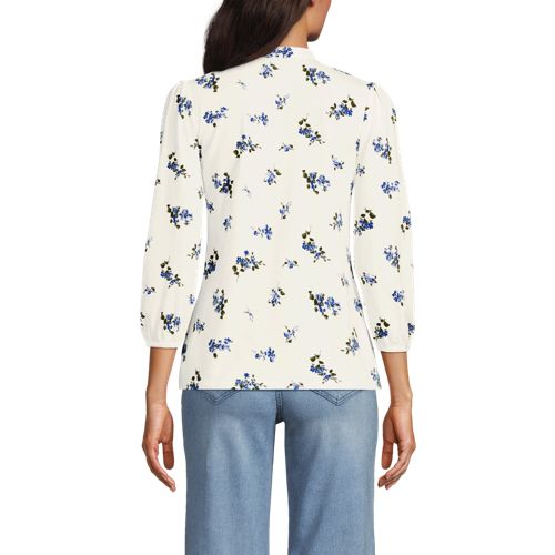 Women's Lightweight Jersey Button Pintuck Top, Back