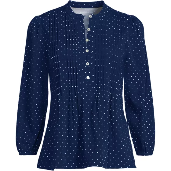 Women's Lightweight Jersey Button Pintuck Top - primary