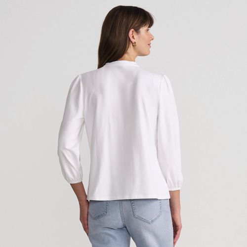 Women's Lightweight Jersey Button Pintuck Top, Back