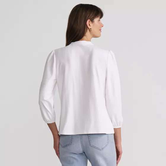 Women's Lightweight Jersey Button Pintuck Top - primary
