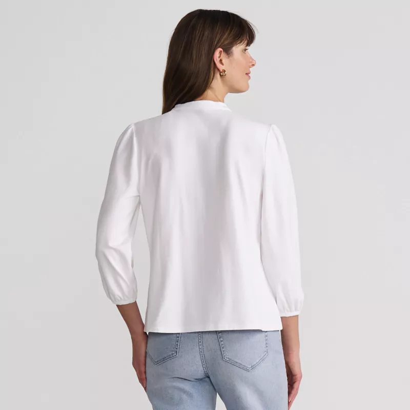 Women's Plus Size Lightweight Jersey Button Pintuck Top, Back