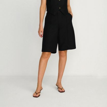 Women's Linen Blend High Rise Pintuck 12" Bermuda Shorts - image 2