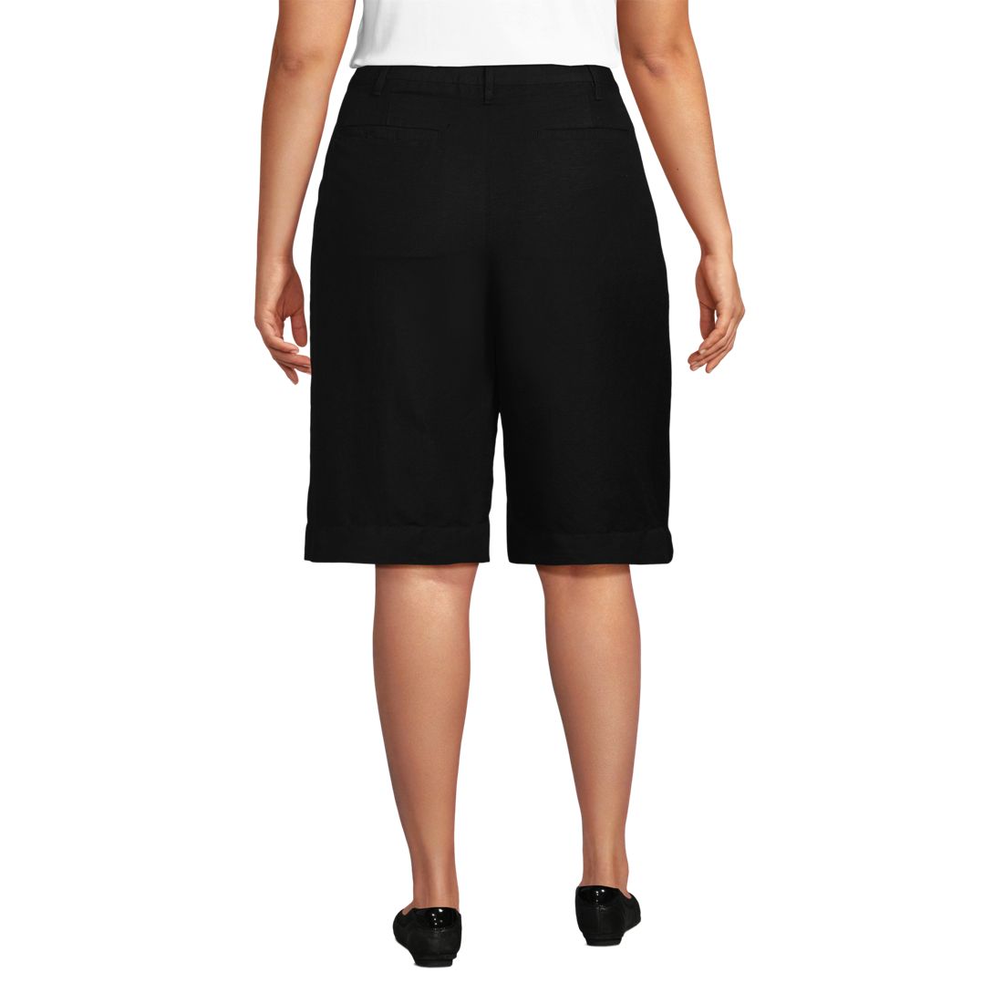 Women's Linen Blend High Rise Pintuck 12" Bermuda Shorts
