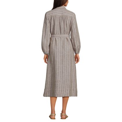 Women's Linen Long Sleeve Midi Shirt Dress - image 5