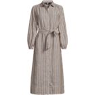 Women's Linen Long Sleeve Midi Shirt Dress