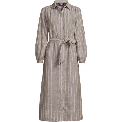 Women's Linen Long Sleeve Midi Shirt Dress - image 3