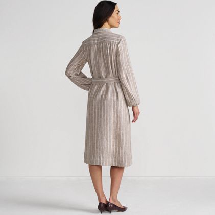 Women's Linen Long Sleeve Midi Shirt Dress - image 1