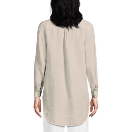 Women's Linen Roll Sleeve Relaxed Tunic Top - image 6