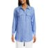 Women's Linen Roll Sleeve Relaxed Tunic Top, Front