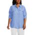 Women's Plus Size Linen Roll Sleeve Relaxed Tunic Top, alternative image