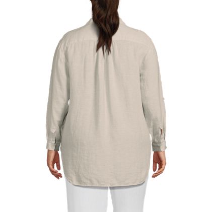Women's Plus Size Linen Roll Sleeve Relaxed Tunic Top - image 3