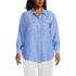 Women's Plus Size Linen Roll Sleeve Relaxed Tunic Top, Front