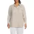 Women's Plus Size Linen Roll Sleeve Relaxed Tunic Top, Front