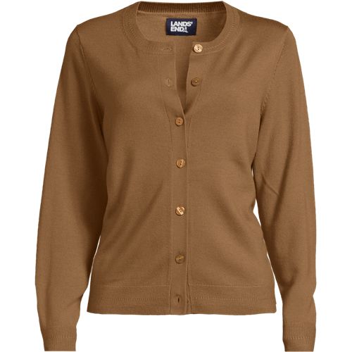 Merino Crew Neck Cardigan, Women, size: S, petite, Misc, Wool, by Lands' End