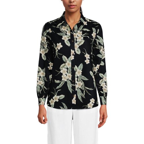 Women's Linen Long Sleeve Feminine Shirt, Front