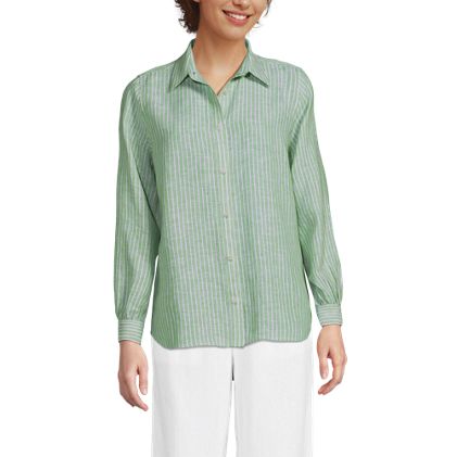 Women's Petite Linen Long Sleeve Feminine Shirt - image 4