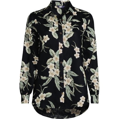 Women's Linen Long Sleeve Feminine Shirt, Front