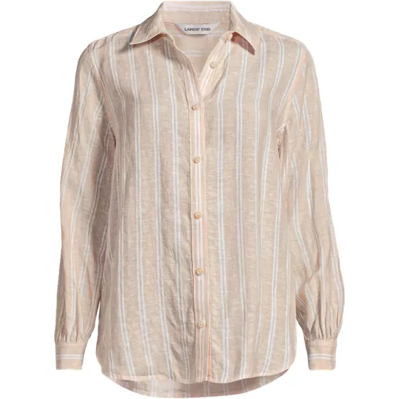 Women's Tall Linen Long Sleeve Feminine Shirt - primary