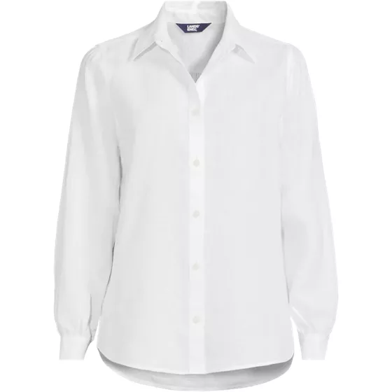 Women's Plus Size Linen Long Sleeve Feminine Shirt - primary