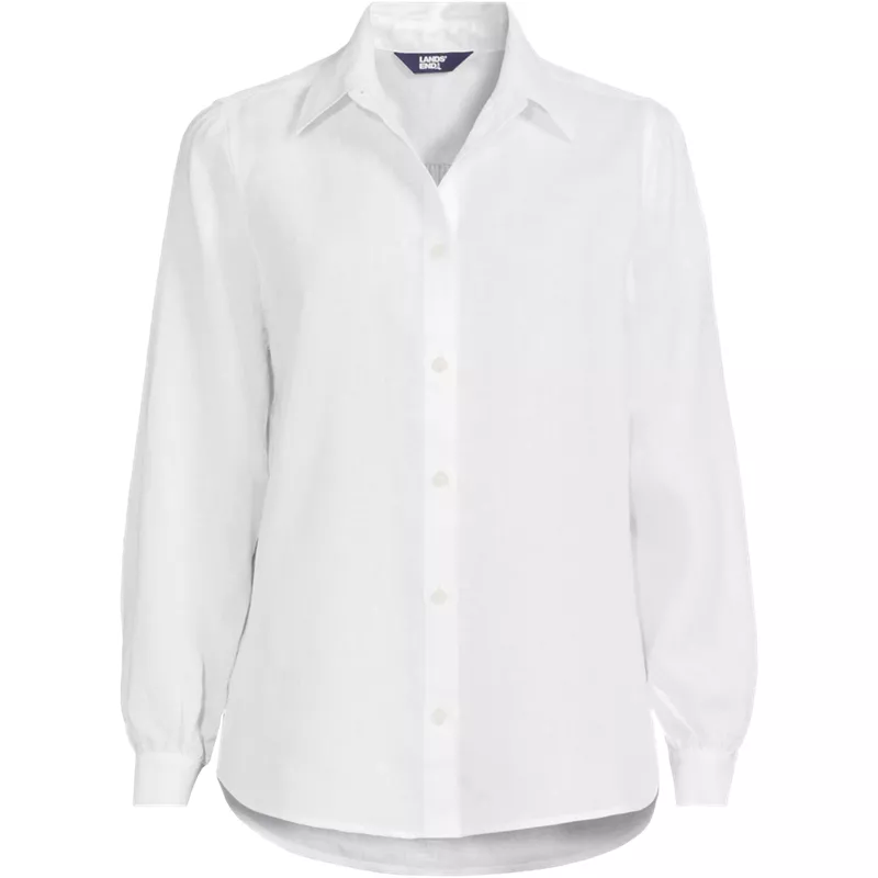 Women's Plus Size Linen Long Sleeve Feminine Shirt, Front