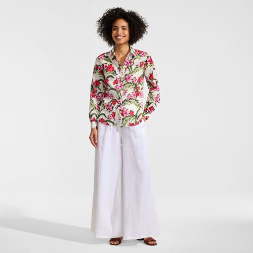 Women's Linen High Rise Pleated Barrel Leg Pants