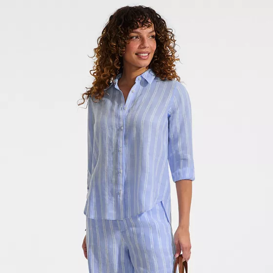 Women's Linen Long Sleeve Feminine Shirt - primary