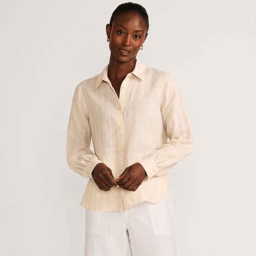 Women's Linen Long Sleeve Feminine Shirt, Front