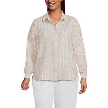 Women's Plus Size Linen Long Sleeve Feminine Shirt - image 1
