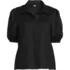 Women's Linen Puff Sleeve Button Front Shirt, Front