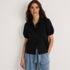Women's Linen Puff Sleeve Button Front Shirt, alternative image