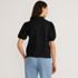 Women's Linen Puff Sleeve Button Front Shirt, Back