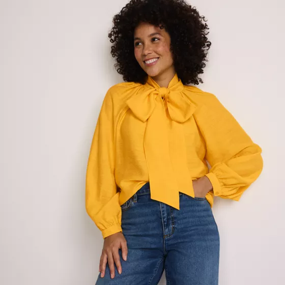 Women's Long Sleeve Bow Blouse - primary