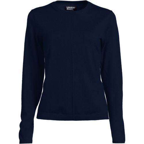 Merino Crew Neck Jumper, Women, size: XS, petite, Blue, Wool, by Lands' End