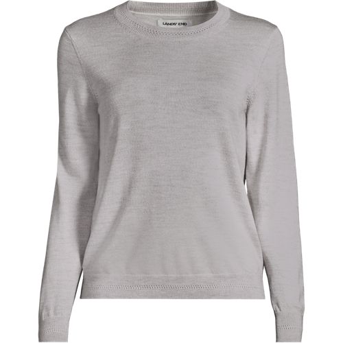 Merino Crew Neck Jumper, Women, size: S, petite, Grey, Wool, by Lands' End