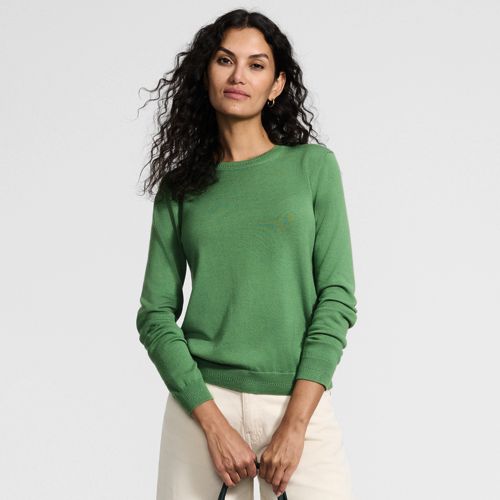 Merino Crew Neck Jumper, Women, size: S, regular, Green, Wool, by Lands' End