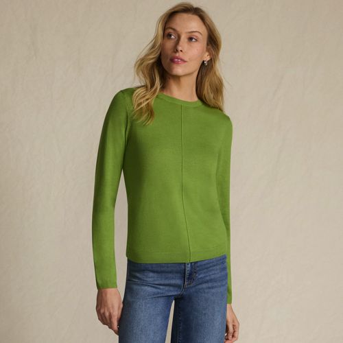 Merino Crew Neck Jumper, Women, size: S, regular, Green, Wool, by Lands' End