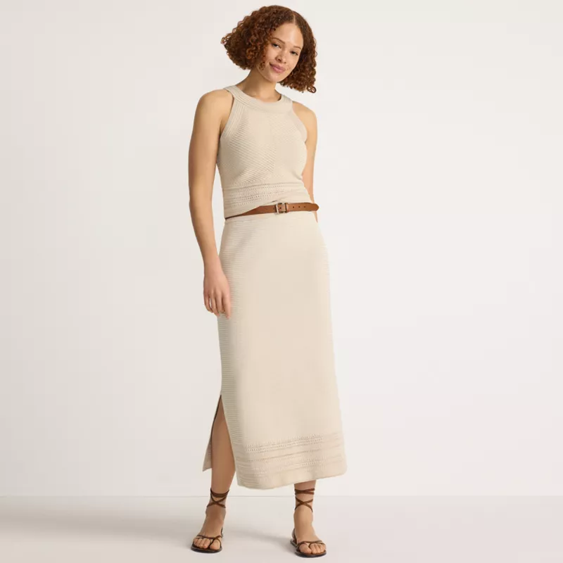 Women's Cotton Pointelle Sweater Maxi Skirt - Set Bottom, alternative image