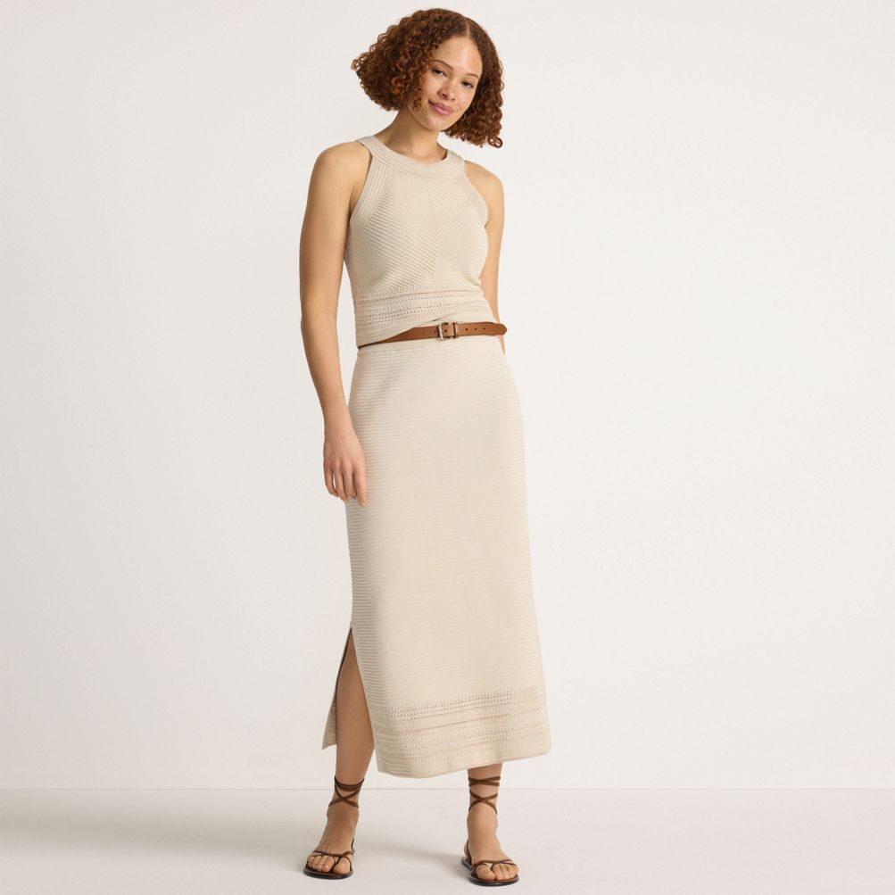 Women's Cotton Pointelle Sweater Maxi Skirt - Set Bottom | Lands' End